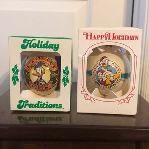 (2) Vintage Disney | Donald Duck | Glass Ornaments